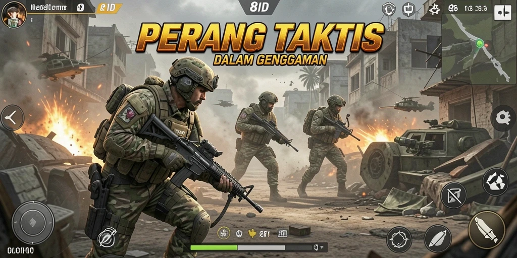 Tampilan gameplay mendebarkan dari 8ID yang penuh aksi FPS.