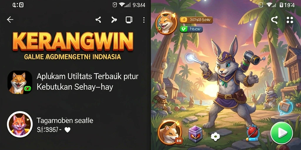 Tampilan layar utama KERANGWIN menampilkan fitur utilitas yang mudah diakses.