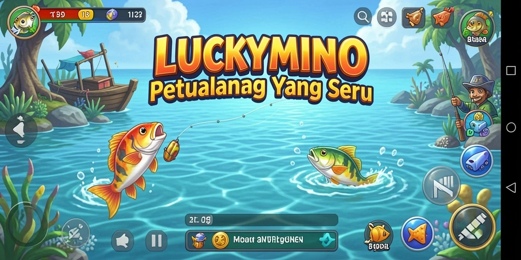 Tangkapan ikan besar dalam gameplay LUCKYMINO yang mendebarkan.