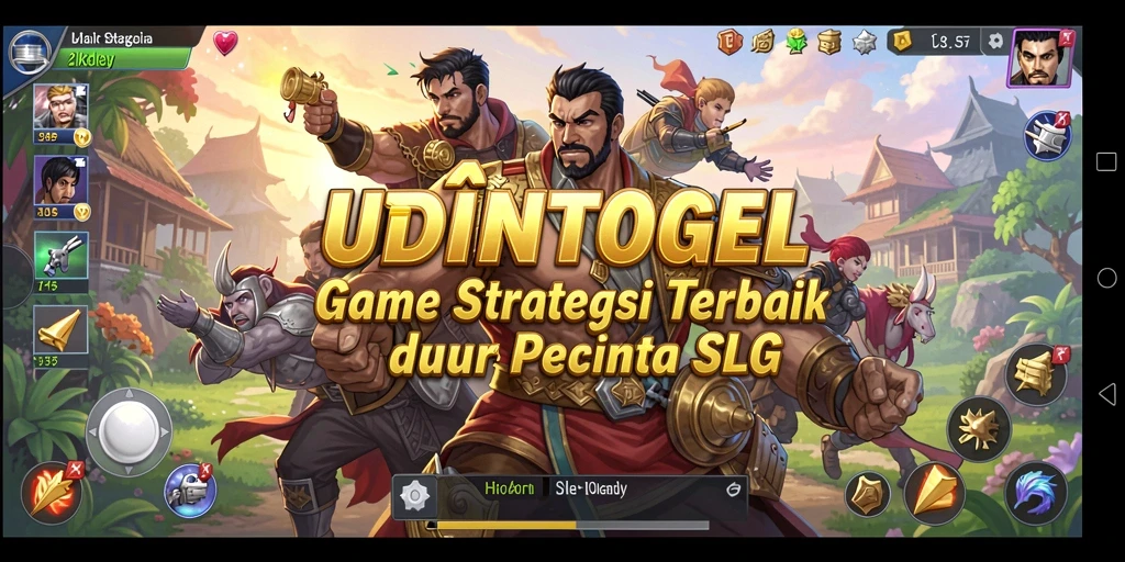 Tampilan gameplay strategis UDINTOGEL dengan pasukan yang terorganisir.