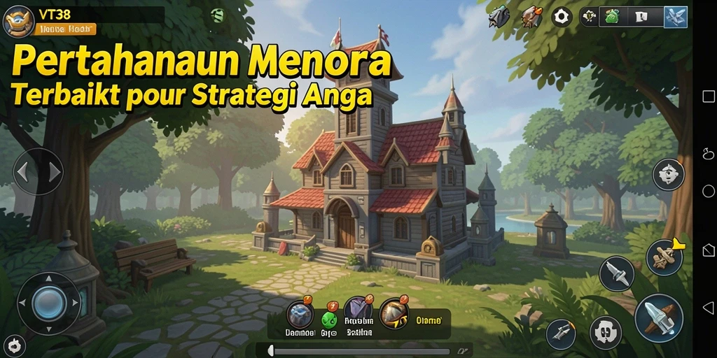 Tampilan menarik dalam gameplay Tower Defense VT38 dengan menara dan musuh.